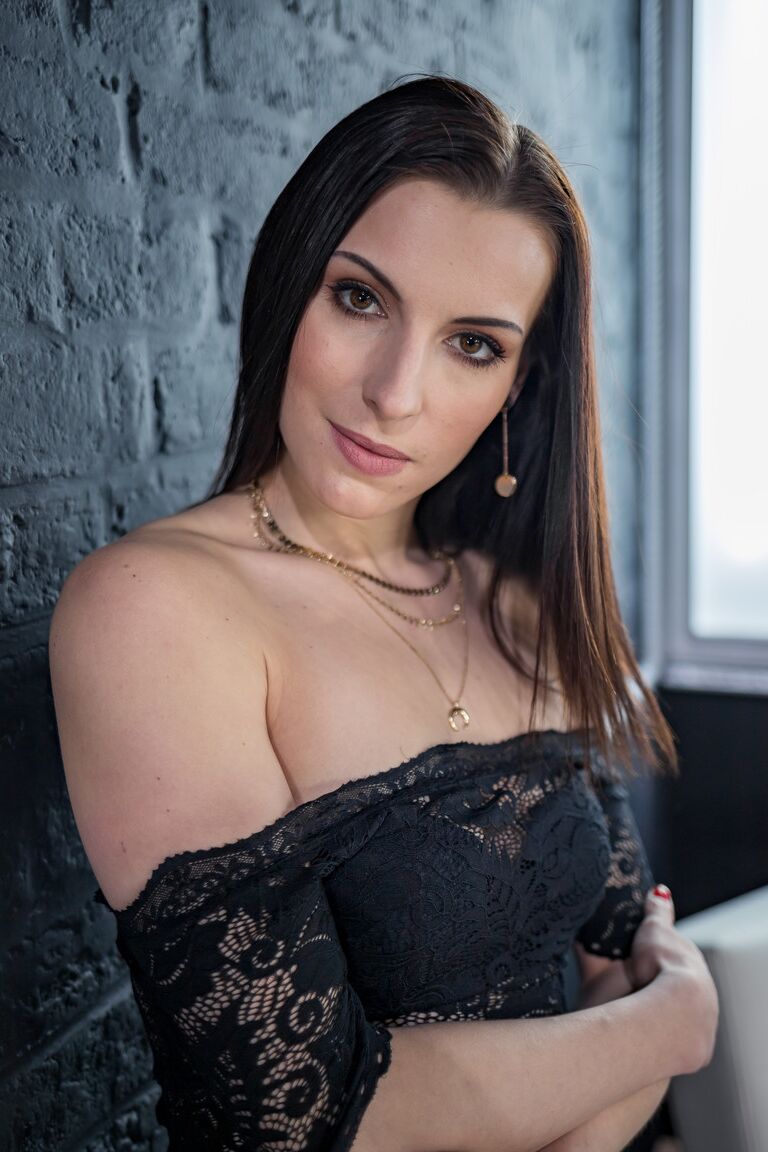 21P Dark haired teen with small tits Victoria Daniels rides a dark knob anally