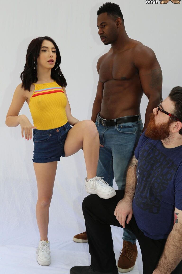 21P Petite teen Jane Wilde strips and gets blacked in front of her nerdy partner