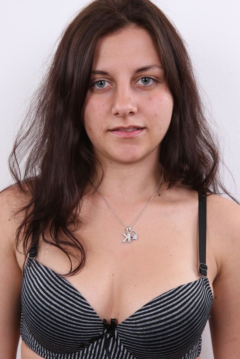 20P Amateur girl Katka takes a seat on a stool after removing all her clothes