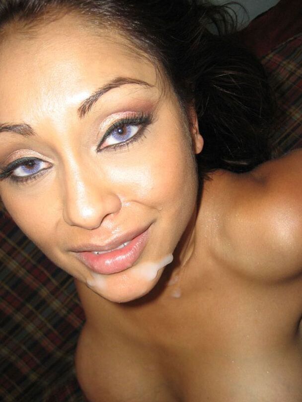 17P Gorgeous blue-eyed Indian goddess Priya Rai gets a huge cumshot on the chin