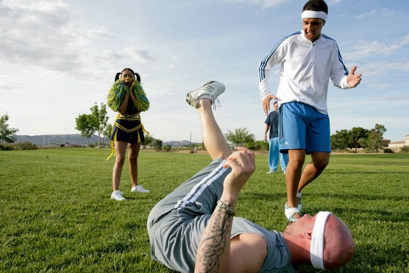 17P Hot Priya Anjali Rai works on her cheerleader routine with three dudes
