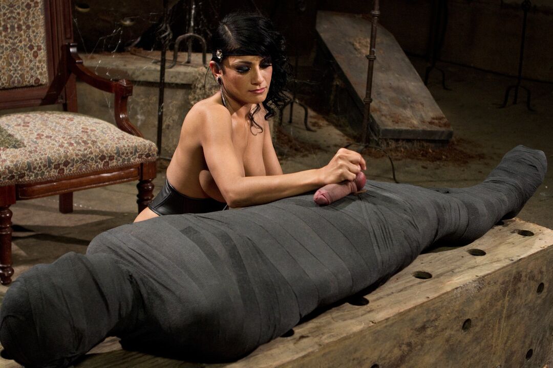 21P Busty mistress Beretta James mummifies and fucks her submissive slave Dominic