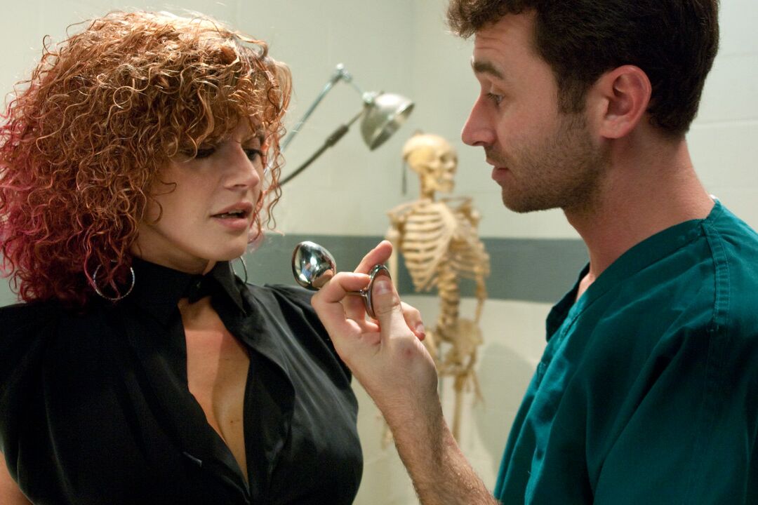 21P Busty MILF Joslyn James enjoys an FMM BDSM threesome with hung doctors