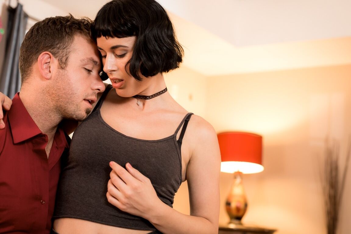 15P Dark haired girl Olive Glass is stripped and ate out before being fucked