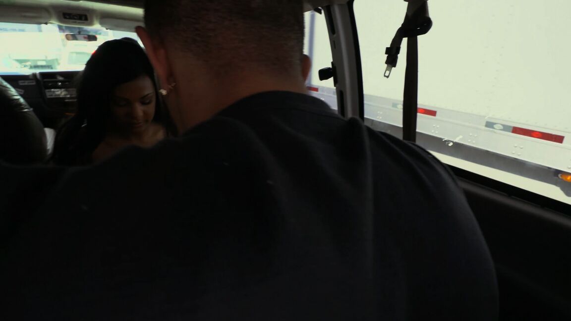 21P Ebony babe with small tits Zoey Reyes gets nailed in the back of a van