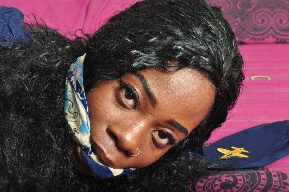 16P Black stewardess finds herself cleave gagged and hogtied on a bed