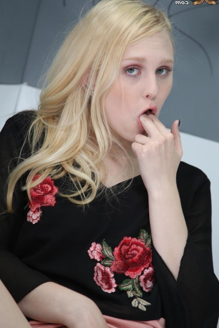 20P Blonde babe Lily Rader takes a big black cock & swallows a load at a gloryhole