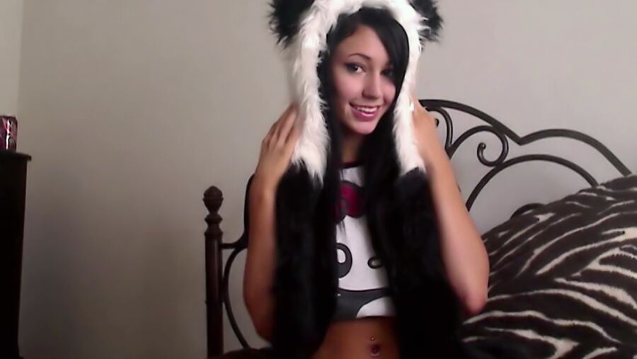15P Freaky Catie Minx is a bad little panda bear finger banging herself to orgasm