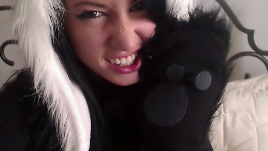 15P Freaky Catie Minx is a bad little panda bear finger banging herself to orgasm