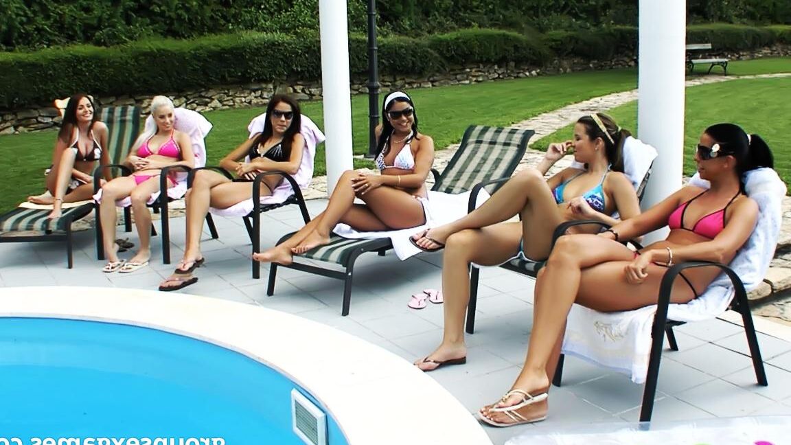 15P College girls engage in lesbian relations while having an all girl pool party