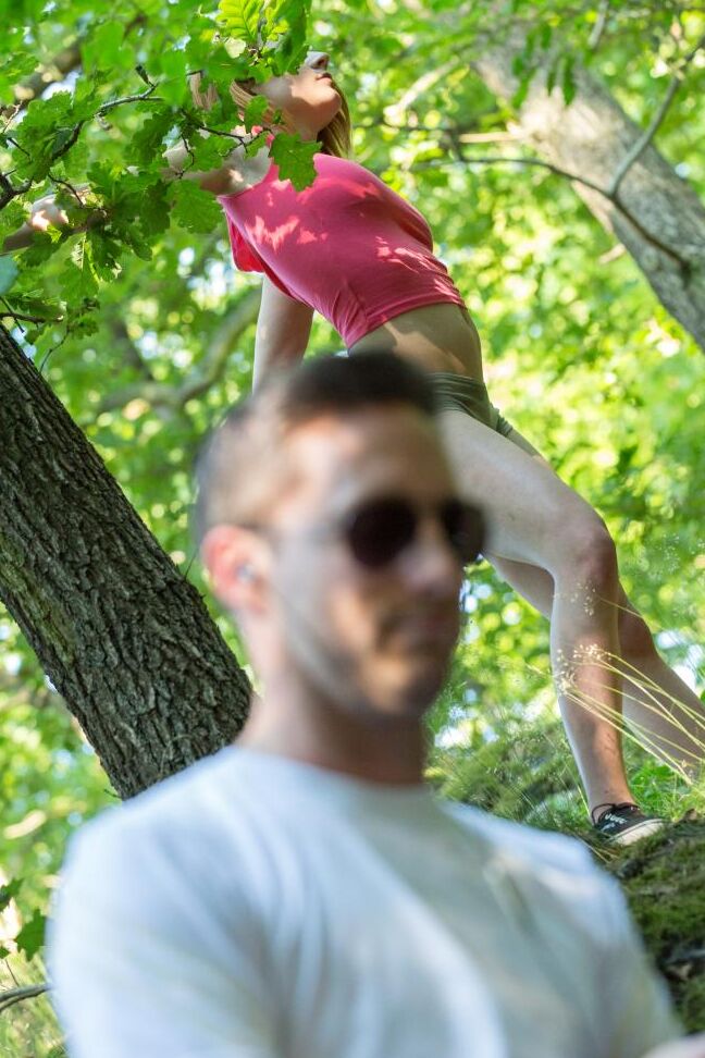 17P Redhead runner Rita gives injures jogger a blowjob & titty fuck in the woods