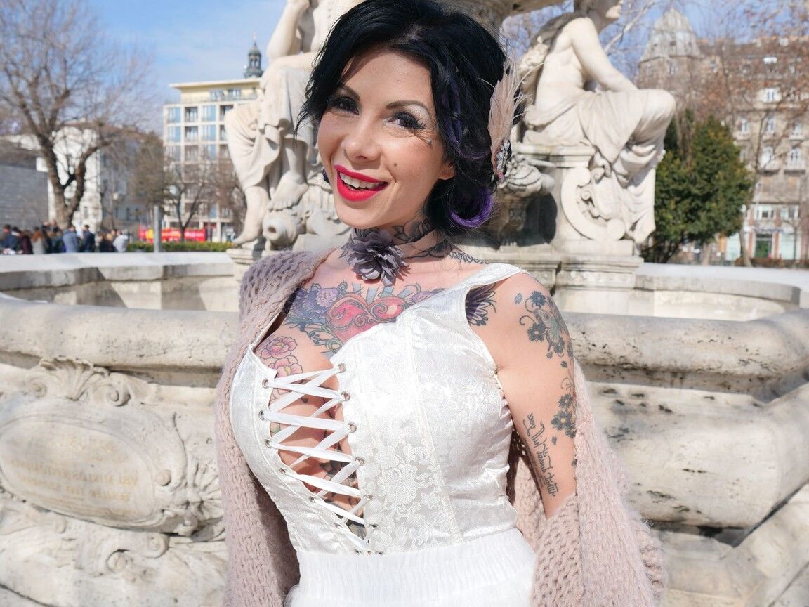 17P Tattooed Romanian MILF Megan Inky sucks two dicks and gets a rough DP fuck