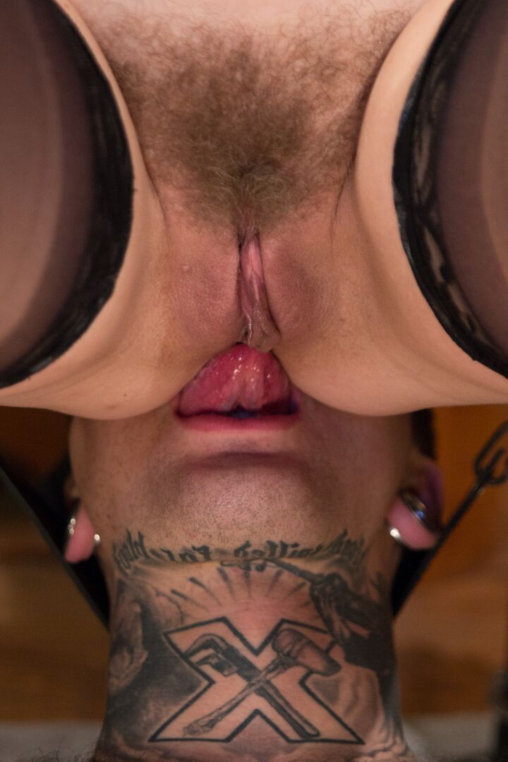 17P Redhead lady tortures a male sub who licks her asshole to save himself