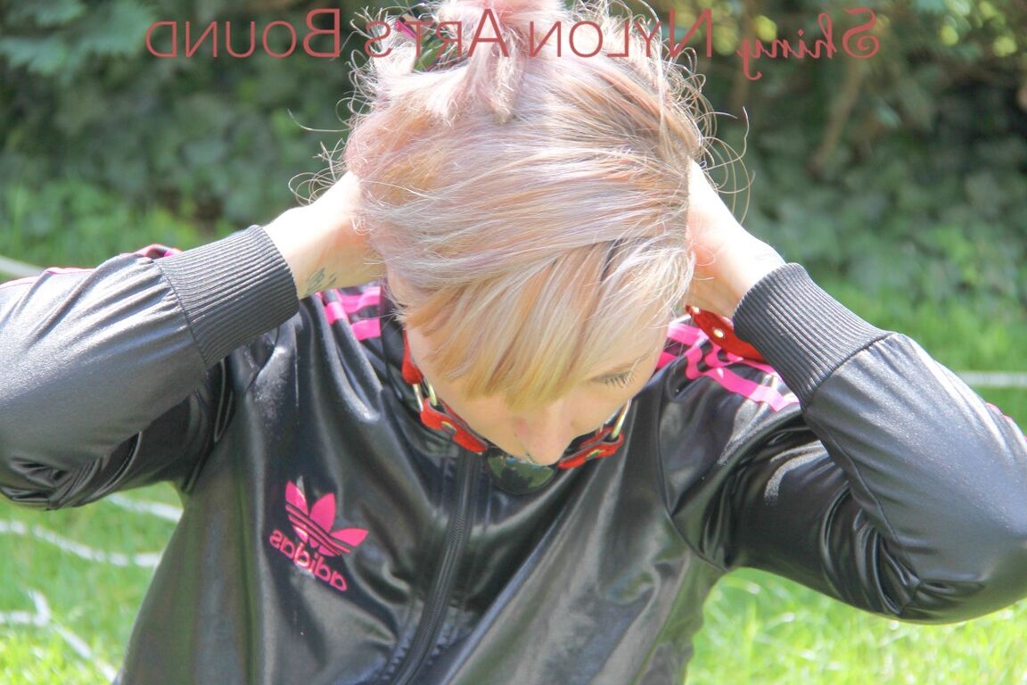 16P Mara ties and gagges herself in the garden with cuffs wearing a sexy new