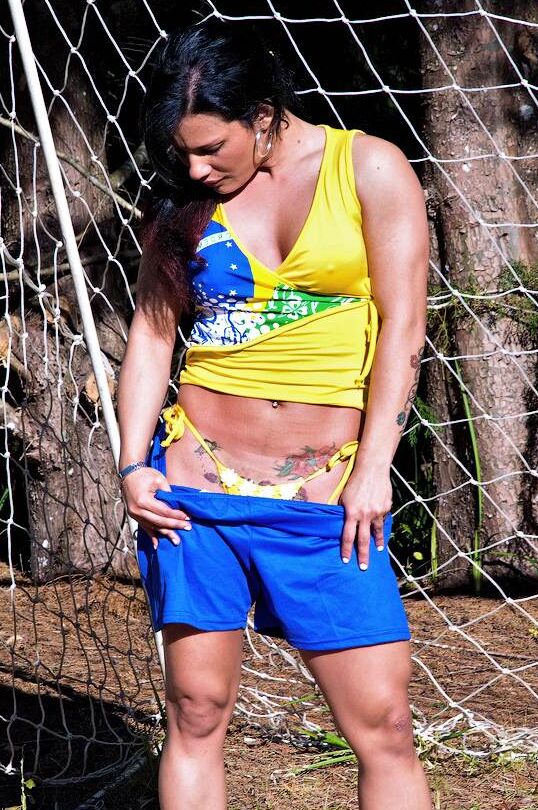 16P Sexy latina Dani Lopes showing off her juicy curves on the soccer field