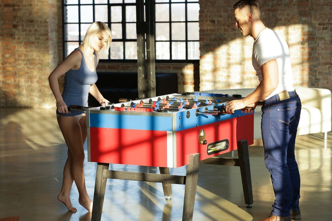 15P Beautiful blonde Mikki Galante loses at fuzeball and gets fucked in return
