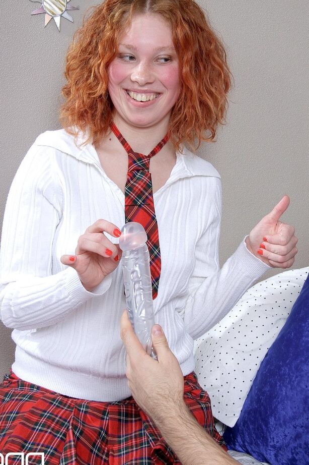 16P Redhead schoolgirl has her asshole broken in before gagging on sperm