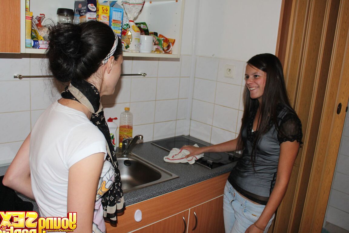 20P Filthy amateur teens Alena and Amanda get rammed in doggystyle in a 4some