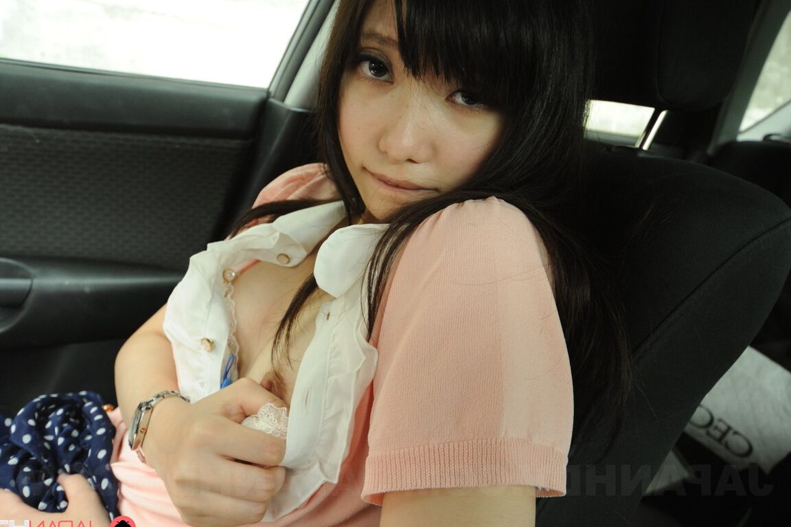 20P Asian honey Riko Tanabe exposes her bushy muff and sucks a hairy dong in a car
