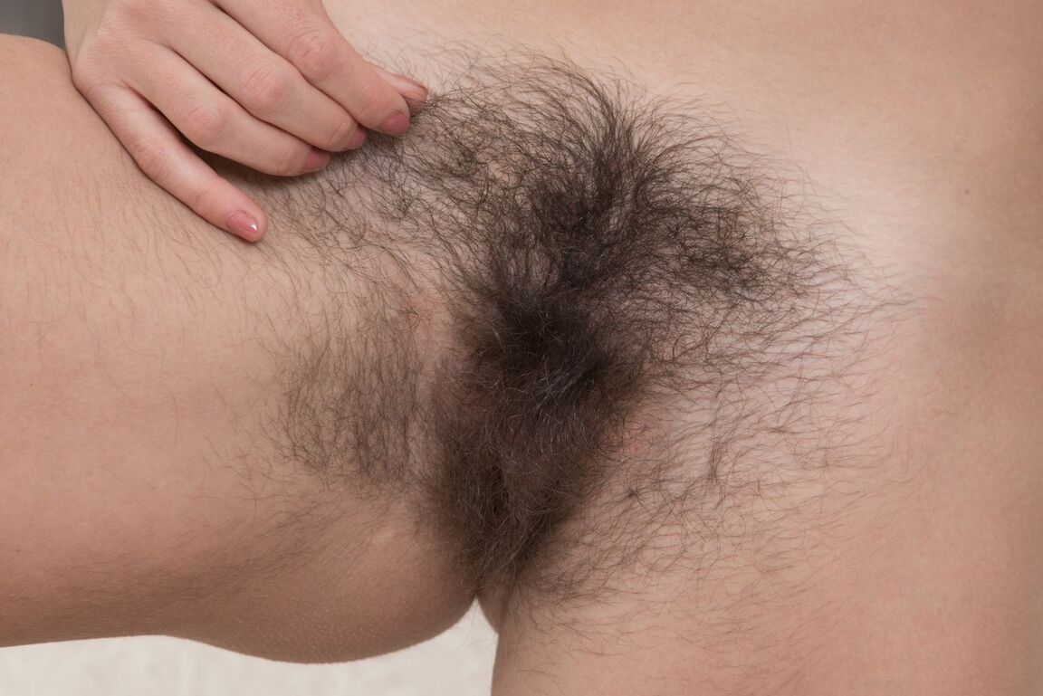 16P Very hairy Katie Z proudly shows off her furry armpits and crotch