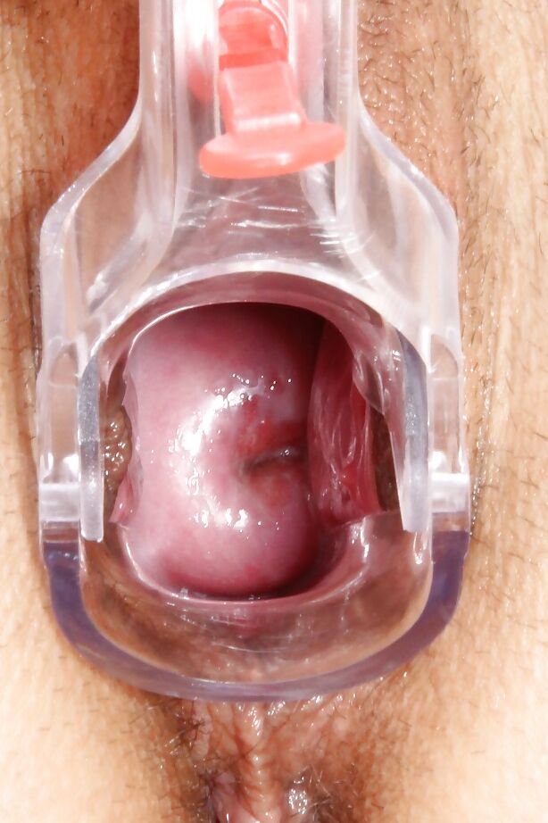 16P Busty gal in jeans undressing and stuffing her pink hole with gyno instruments