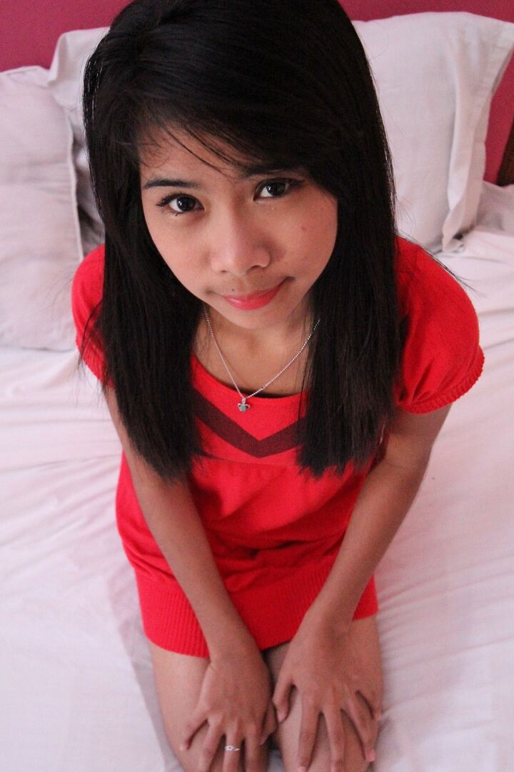 15P Cute amateur Akira showing her tiny titties and spreading to flash hairy muff