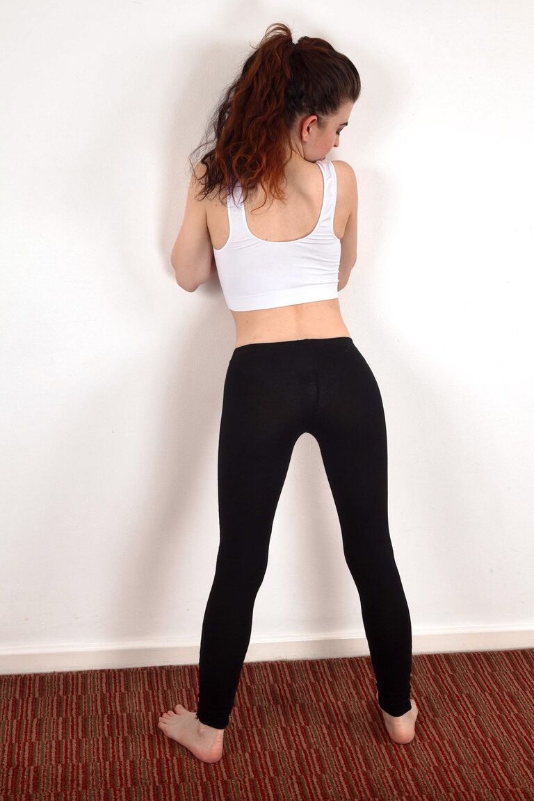 21P Doll Scarlet Contemptress strips after her yoga class & shows her hairy crotch