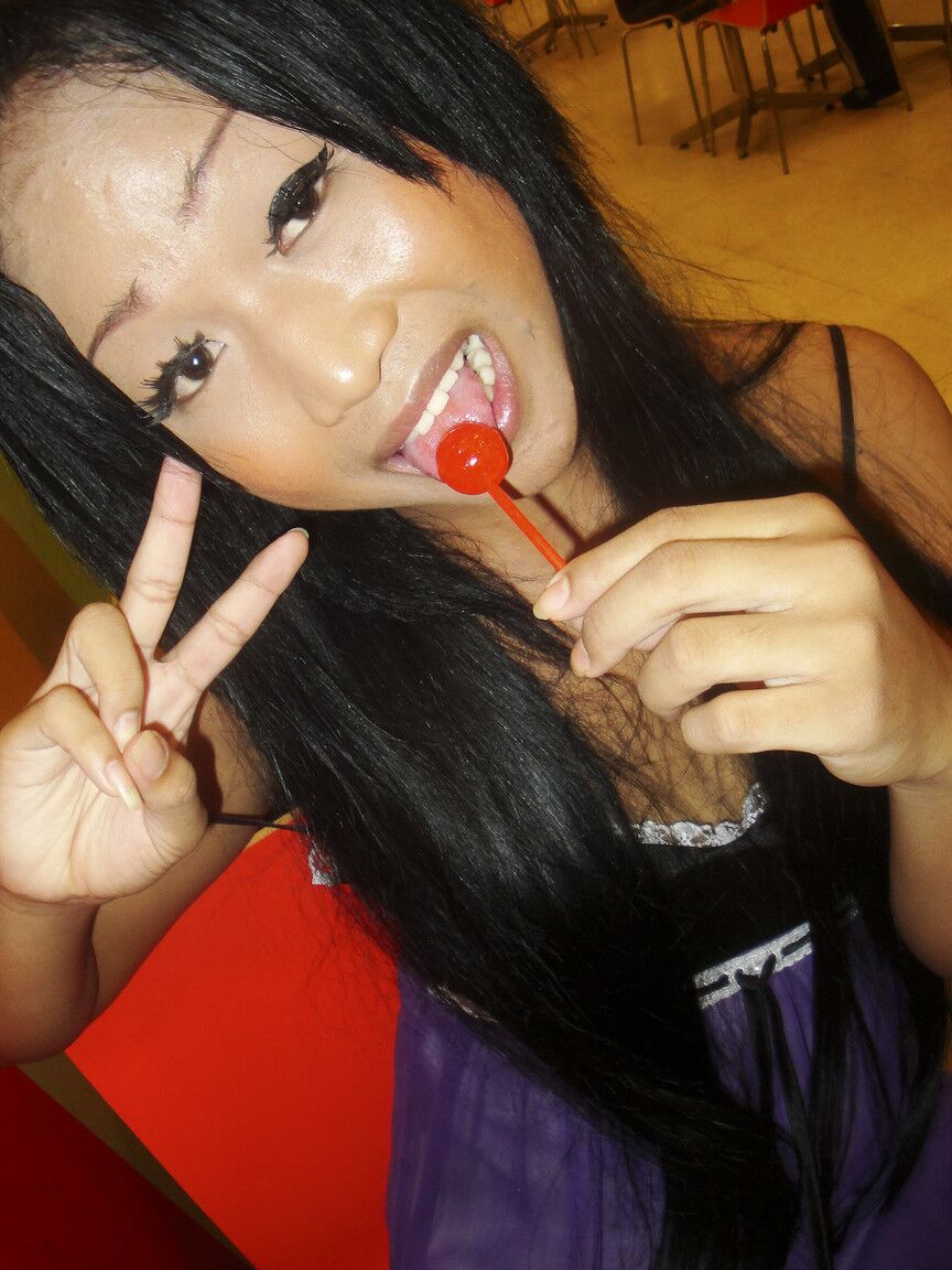 17P Bathroom flashing session featuring smiling Asian tranny with long hair