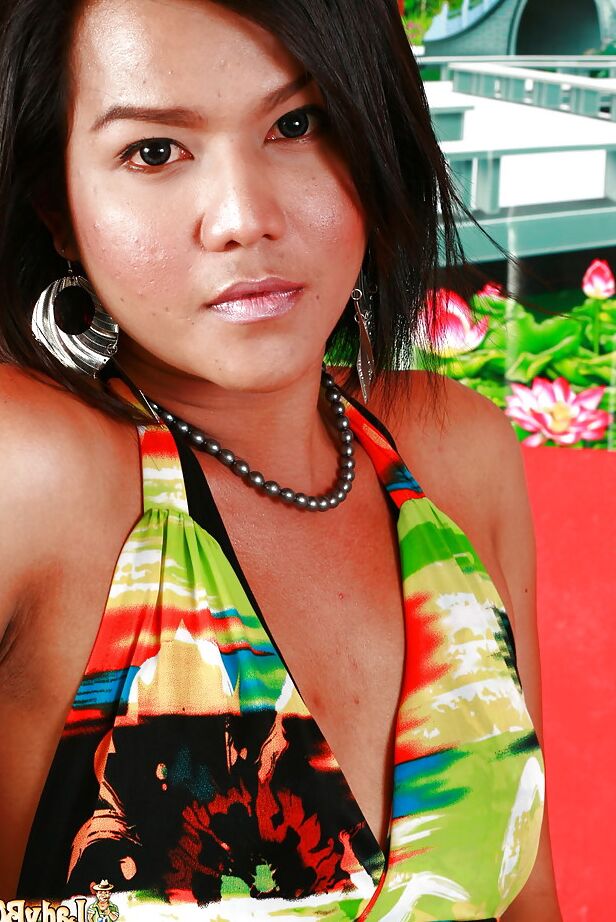 16P Solo Asiático ladyboy Katrina Um pau peludo se masturbando depois de remover o biquíni