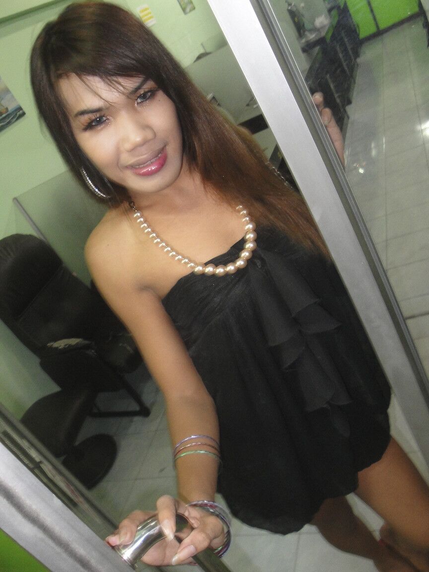 17P Jovem ladyboy tailandês com púbis peludo demonstra pau para turista curioso