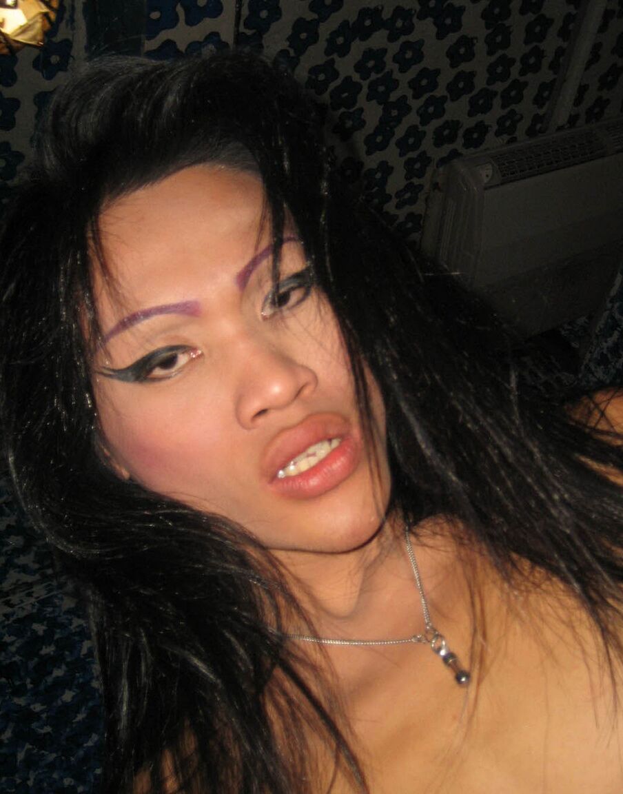 16P Small titted Asian tranny Jenifer plays with her cock before giving a hot BJ
