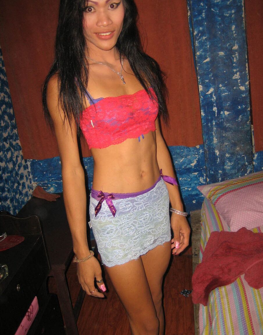 16P Small titted Asian tranny Jenifer plays with her cock before giving a hot BJ