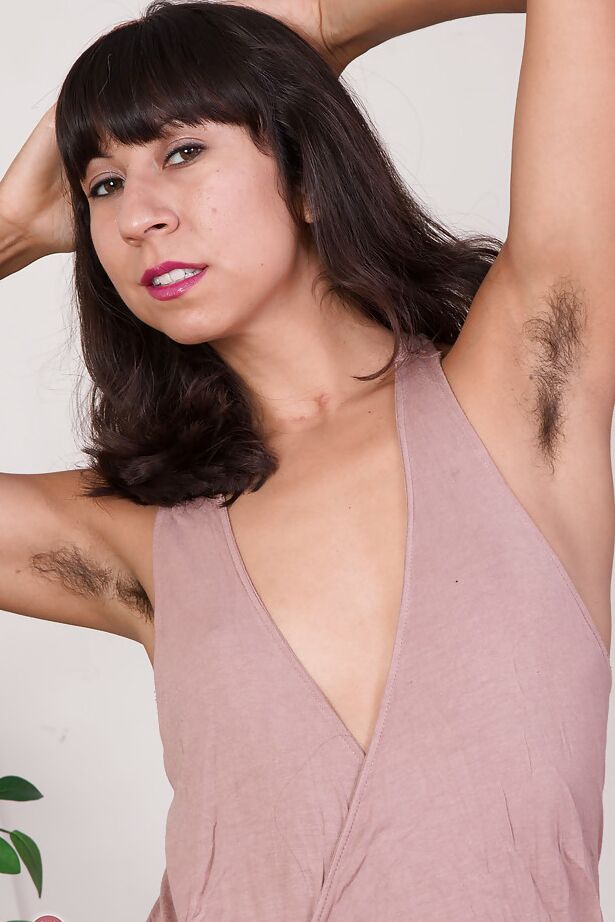 16P Mature with hairy pits Vivi Marie moans while rubbing the bush and ass