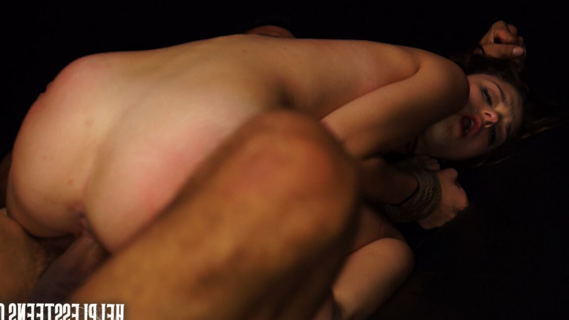 15P Naked teen Alex Mae experiences a hard fuck while her wrists are bound