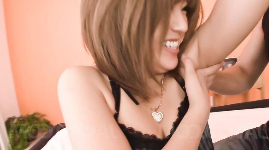 15P Rika Aina Asian has round jugs and hairy cunt drilled so deeply
