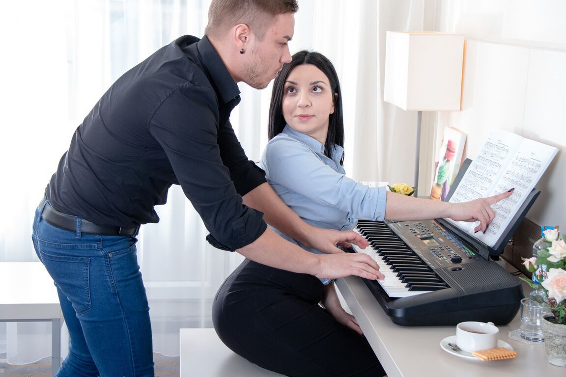 16P Dark haired teen gets seduced and fucked by her keyboard instructor