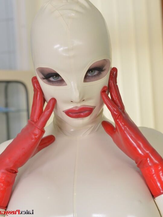 21P Nurse with big boobs Latex Lucy masturbates in a head-to-toe latex outfit