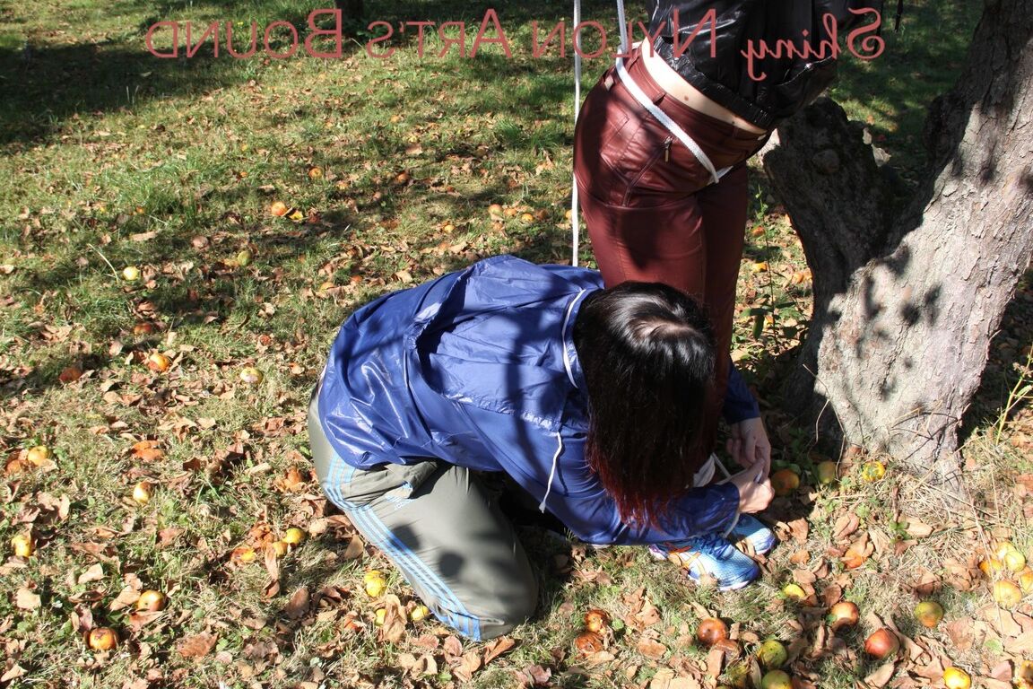 16P Watching Jill while she ties and gagges sophie on a tree both girls wearing a
