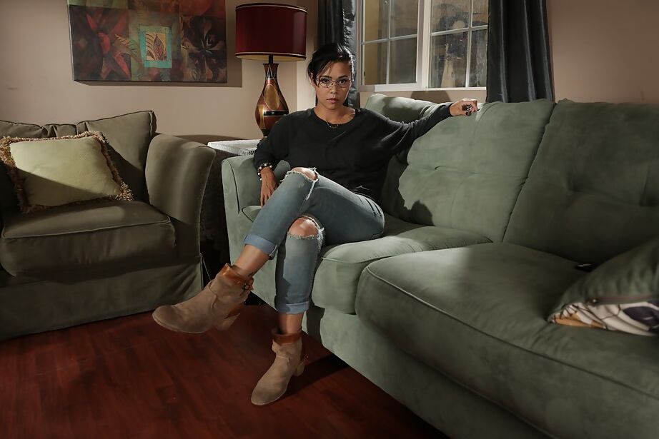 16P Geeky young Dana Vespoli loves to pose her tiny body on camera