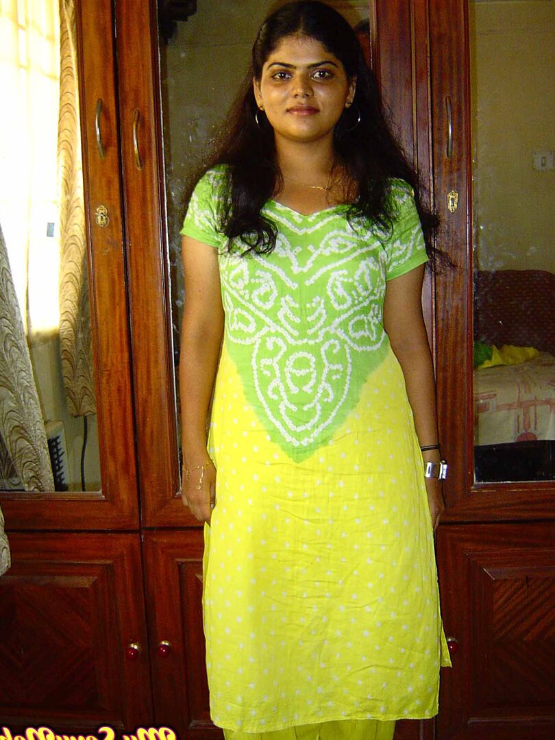 15P Neha in green and yellow Indian shalwar suit