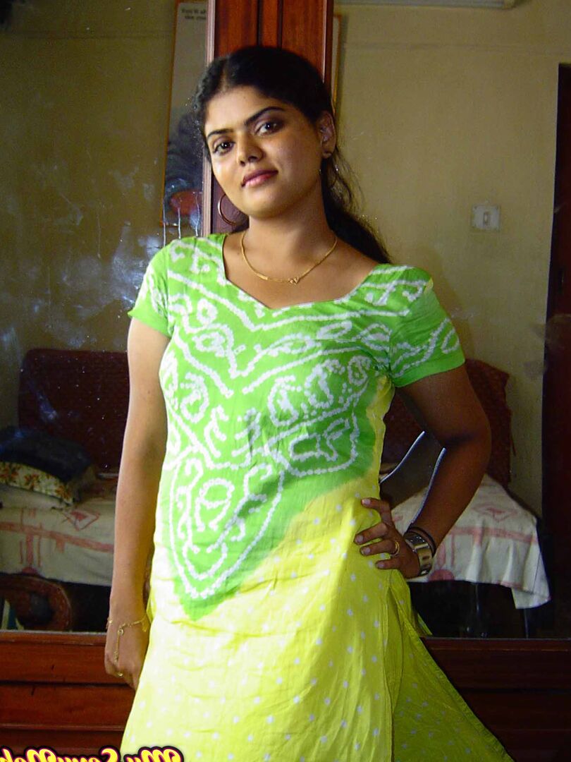 15P Neha in green and yellow Indian shalwar suit