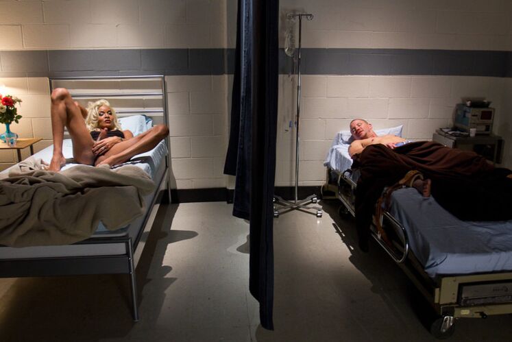 15P The sexy, strong, Ts Mistress Soleil seduces a restrained hospital patient in