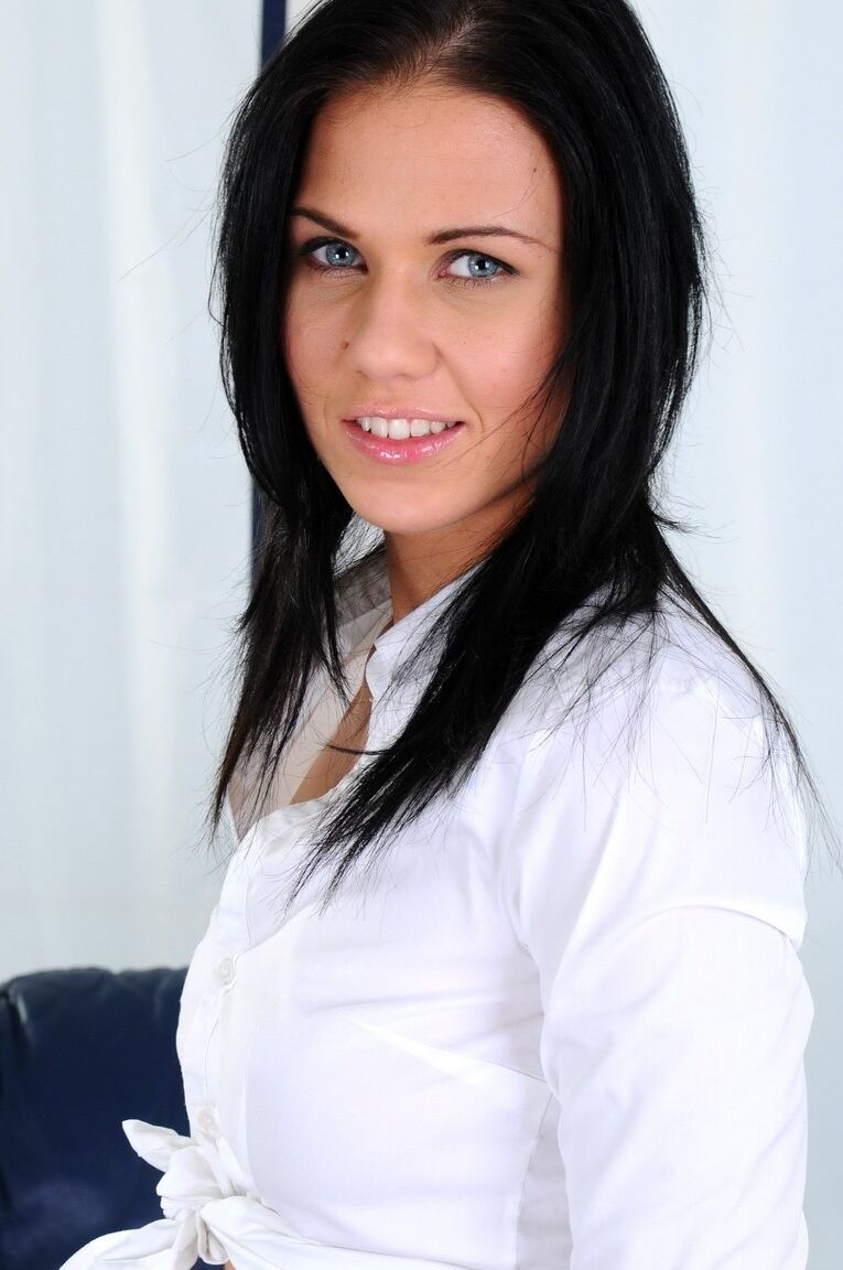 21P Brunette Hungarian Denise Sky pisses through her jeans and masturbates