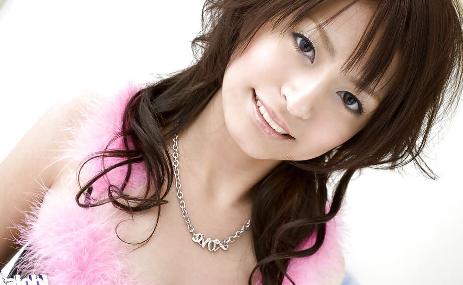15P Loveable asian coed with neat ass Misaki Mori posing on lingerie
