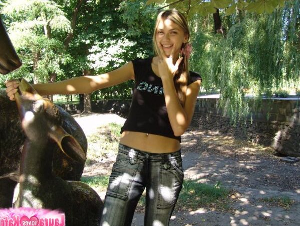 15P Petite brunette flashing boobies in public