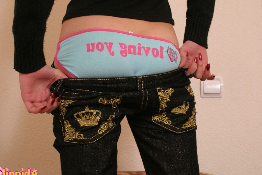 15P 18 year old Abigail taking her panties off
