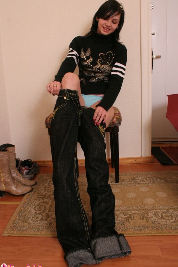15P 18 year old Abigail taking her panties off