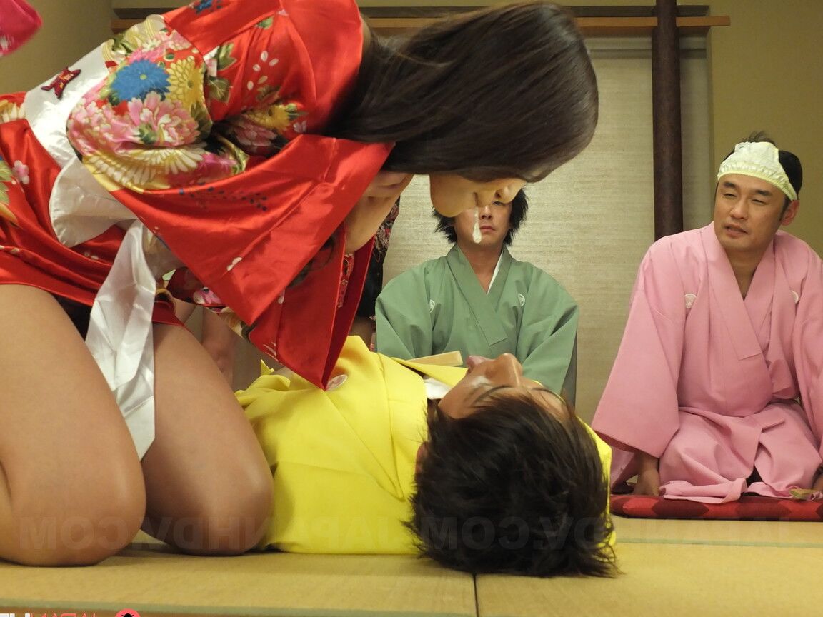 21P Group of smoking hot Japanese women blowing and fucking a lucky dude
