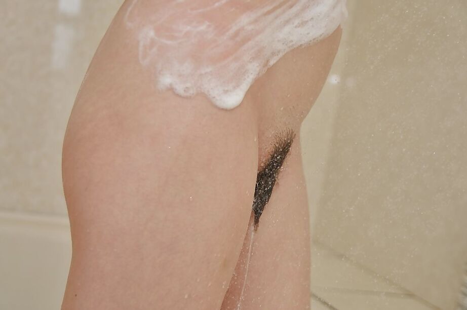 16P Asian babe Mari Okuda caressing her slippy curves in the shower