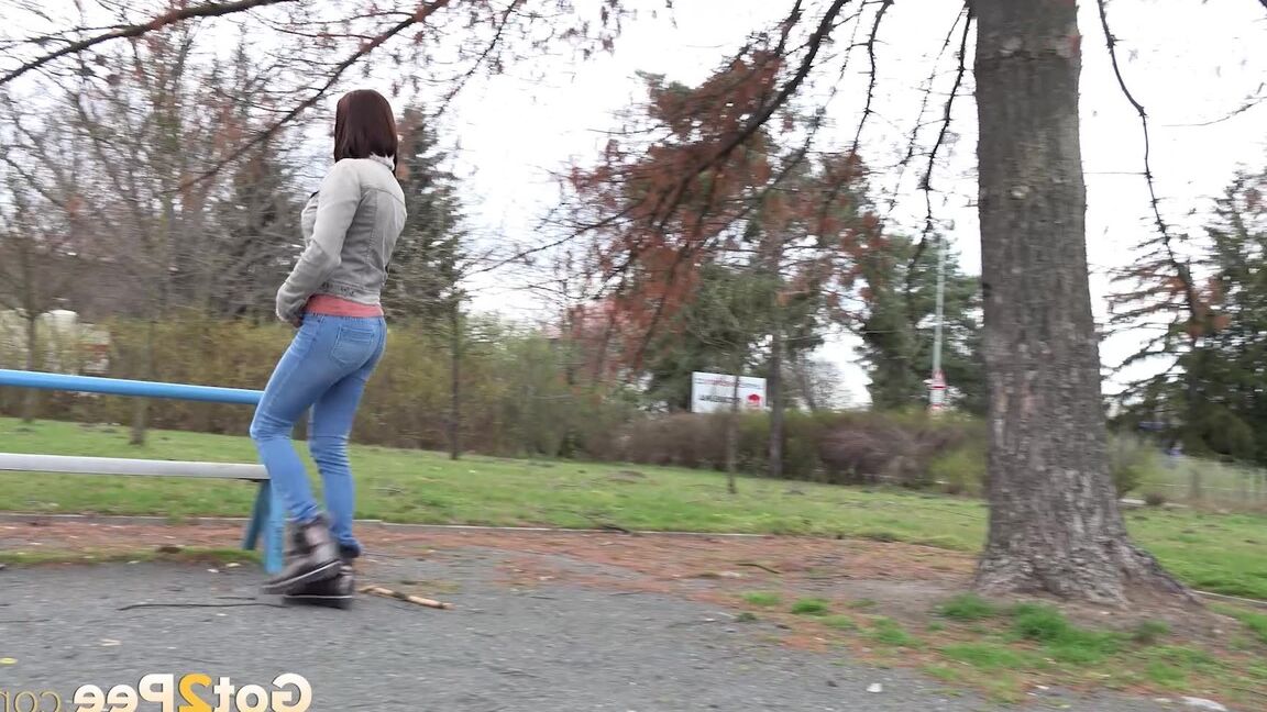 15P Public pissing for brunette babe Victoria Daniels